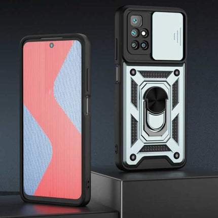 Xiaomi Poco M4 Pro - Armor Hoesje met Kickstand en Camera Bescherming - Pop Grip Cover Case Groen