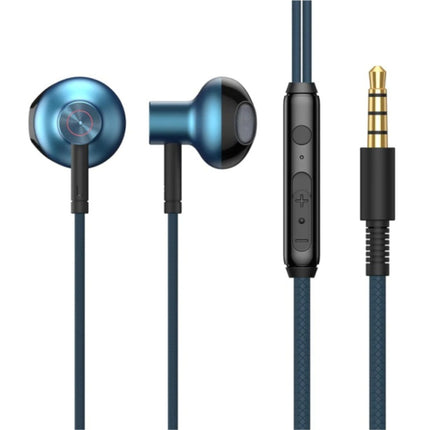 H19 Oordopjes met Microfoon en Controls - 3.5mm AUX Oortjes Volumebeheer Wired Earphones Oortelefoon Blauw