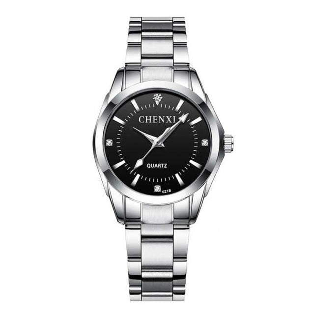 Luxe Horloge voor Dames - Waterdicht Stras Horloge Roestvrij Stalen Armband Zwart