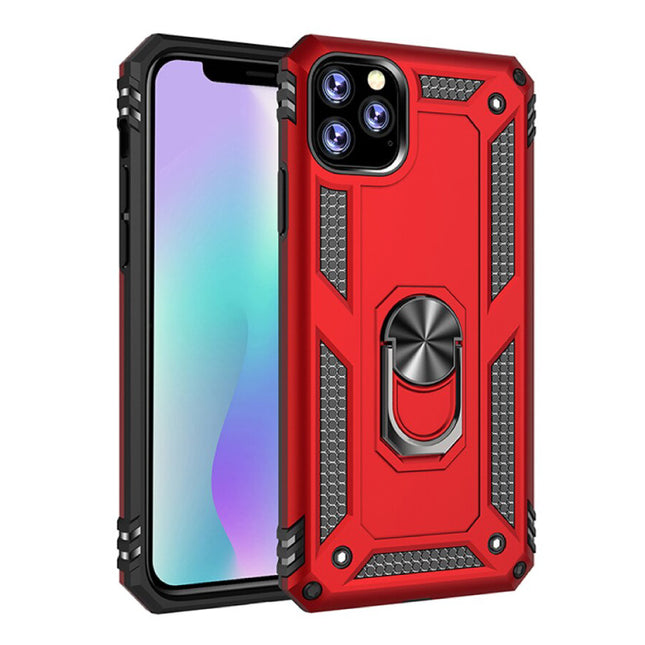 iPhone 11 Pro Max Hoesje  - Shockproof Case Cover Cas TPU Rood + Kickstand