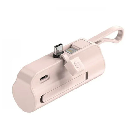 10.000mAh Mini Powerbank voor USB-C - Extra iPhone Lightning Kabel Noodaccu Batterij Oplader - Roze