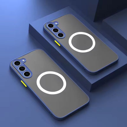 Matte Magnetisch Hoesje voor Samsung Galaxy S25 Plus - Draadloos Opladen Cover - Blauw