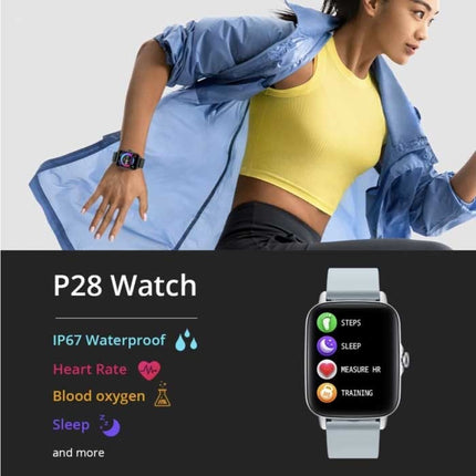 P28 Smartwatch Siliconen Bandje Fitness Sport Activity Tracker Horloge Android iOS Zilver
