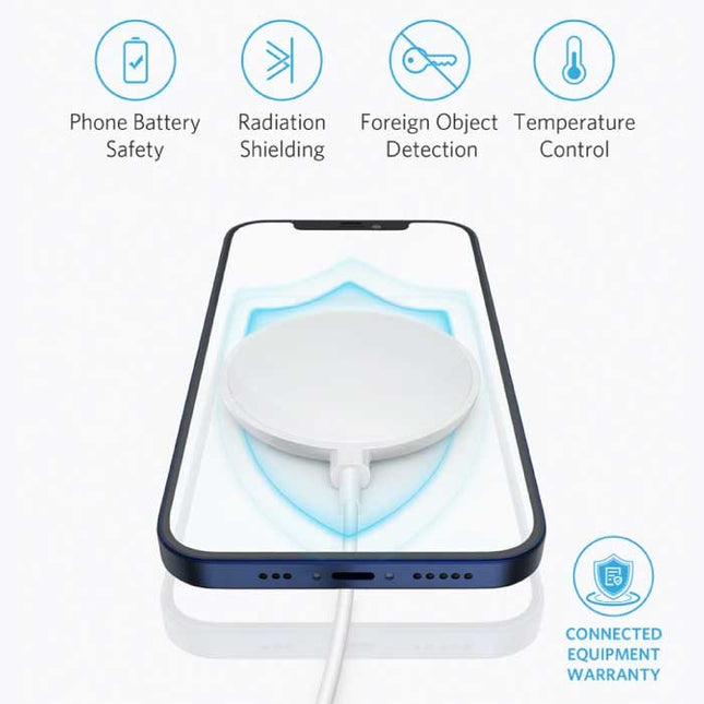 Powerwave Magnetische Oplader - Draadloos Opladen Fast Charge Qi Universeel 7.5W Wit