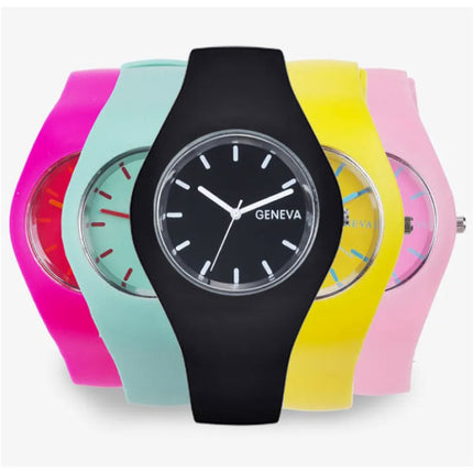 Jelly Horloge Unisex - Kwarts Uurwerk Silicoon Bandje Roze Rood