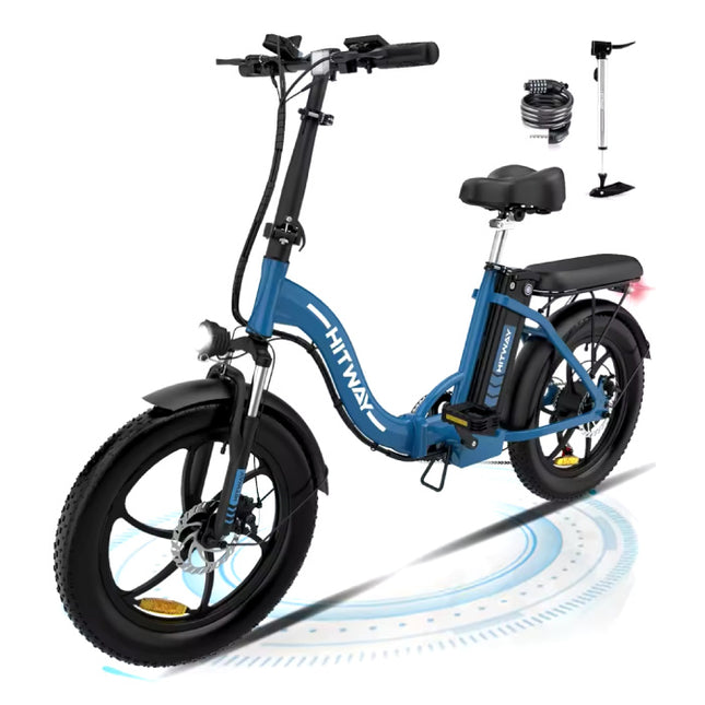 BK6 Elektrische Fiets - 20" Opvouwbare Smart Fatbike - 250W - 36V / 12 Ah - Blauw