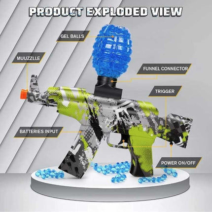 Elektrische Gel Blaster met 10.000 Balletjes - AK47 Model Water Speelgoed Foam Shooter Blauw