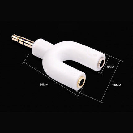 Y-Vorm AUX Koptelefoon Splitter - Headphone Dual Audio Adapter Stereo Verdeler Wit