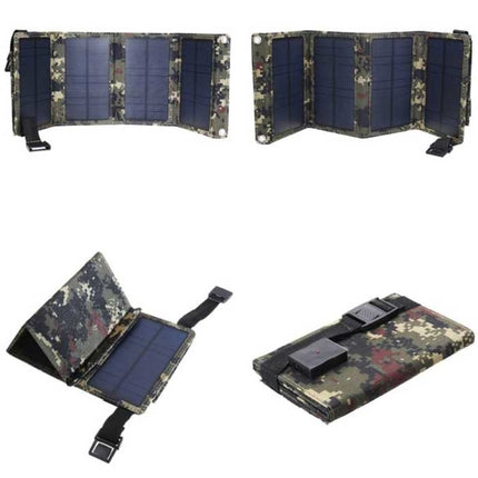 Solar Oplader met 4 Zonnepanelen 20W - Draagbaar Flexibele Zonne-energie Batterij Lader Zon Camo
