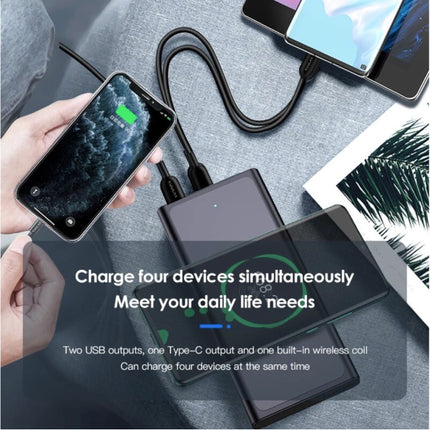 10.000mAh Draadloze Qi Oplader + Powerbank Noodaccu Batterij - PD QC3.0 Wireless Charger Pad Zwart
