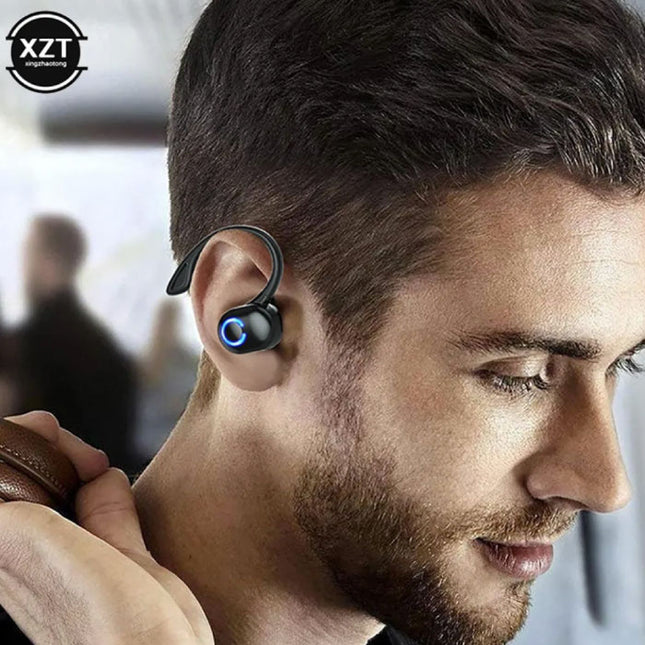 Draadloze Headset met Oorhaak - Zakelijk Sport Handsfree Oordopje Bluetooth 5.0 Zwart