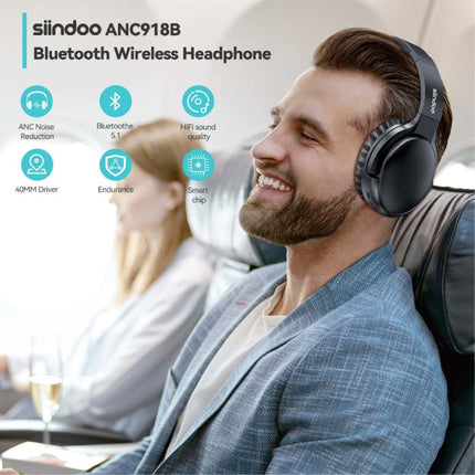 ANC918B Draadloze Koptelefoon met Microfoon - HiFi Stereo Bluetooth 5.1 Headset Zwart