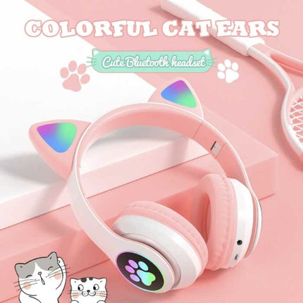 Draadloze Koptelefoon met Kattenoren - Kitty Headset Wireless Headphones Stereo Zwart