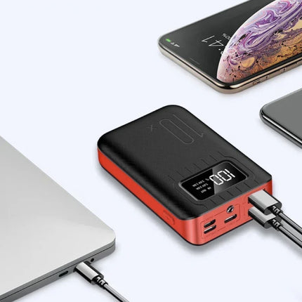 Mini Powerbank 10.000mAh - Dual 2x USB Poort - LED Display Externe Noodaccu Batterij Oplader - Wit