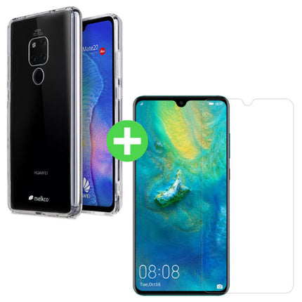 Huawei Mate 20 Transparant TPU Hoesje + Screen Protector Tempered Glass
