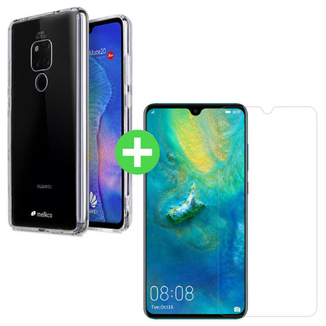 Huawei Mate 20 Transparant TPU Hoesje + Screen Protector Tempered Glass