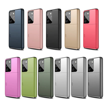 Samsung Galaxy S21 Plus - Wallet Card Slot Cover Case Hoesje Business Donkergroen