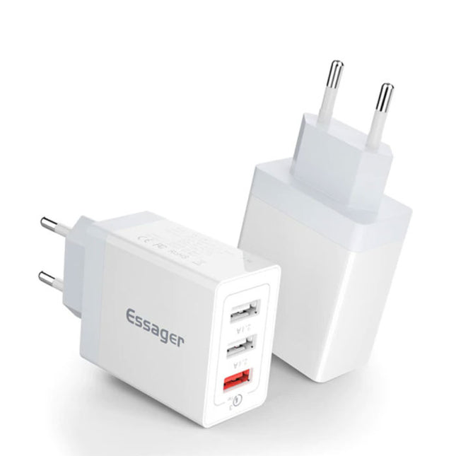 3x Port Triple USB Stekkerlader 30W - Quick Charge 3.0 Muur Oplader Wallcharger AC Thuislader Adapter Wit