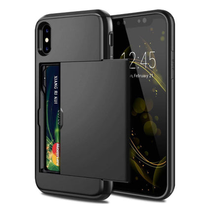 iPhone XR - Wallet Card Slot Cover Case Hoesje Business Zwart 