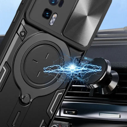 Xiaomi Poco F5 (5G) Hoesje met Ring Kickstand en Magneet - Schokbestendig Cover Case Paars