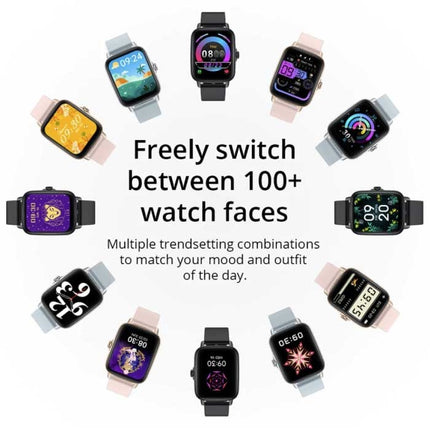 P28 Smartwatch Siliconen Bandje Fitness Sport Activity Tracker Horloge Android iOS Zwart