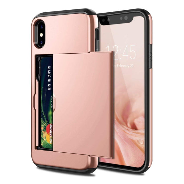 iPhone XR - Wallet Card Slot Cover Case Hoesje Business Roze