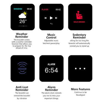 B57 Sports Smartwatch Fitness Sport Activity Tracker Hartslagmeter Smartphone Horloge iOS Android iPhone Samsung Huawei Blauw