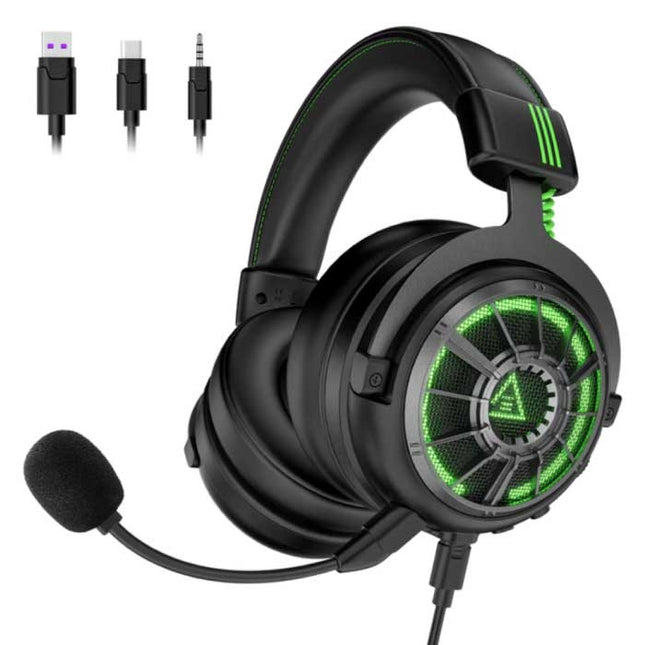 AUX/USB/Type C Gaming Headset - Voor PS4/XBOX/Switch/PC 7.1 Surround Sound - Headphones Koptelefoon  met Microfoon Zwart