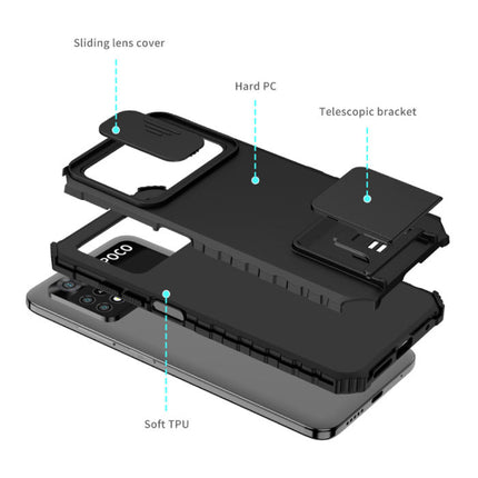 Xiaomi Poco M4 Pro (4G) - Kickstand Hoesje met Camera Slide - Cover Case Wit