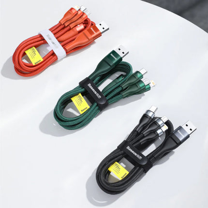 3 in 1 Oplaadkabel - iPhone Lightning / USB-C / Micro-USB - 1.2 Meter Oplader Gevlochten Nylon Data Kabel Zwart