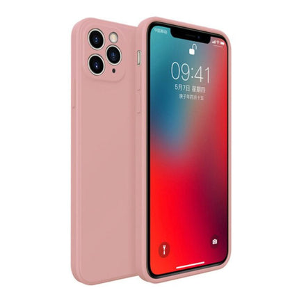 iPhone 12 Pro Max Square Silicone Hoesje - Zachte Matte Case Liquid Cover Lichtroze