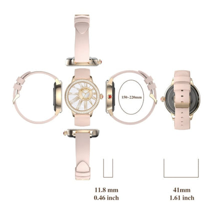 Diamant Smartwatch - Gezondheid Monitor Sport Tracker Horloge iOS Android - Metaal Bandje - Rose Gold