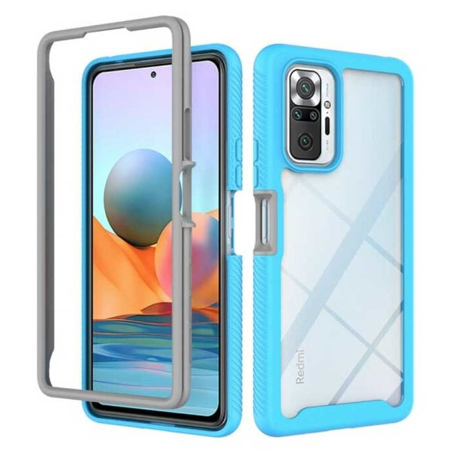 Xiaomi Redmi Note 10 Pro Max Bumper Hoesje met Frame - Anti-Shock Case Cover Lichtblauw
