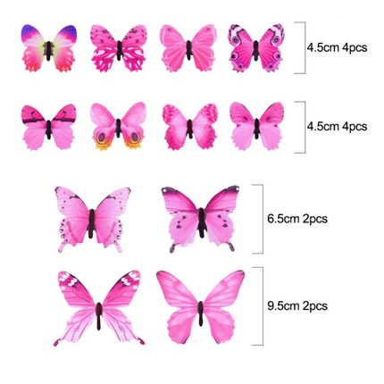 Glow in the Dark Vlinders - 12 Stuks - Lichtgevende Muurstickers Decoratie Paars