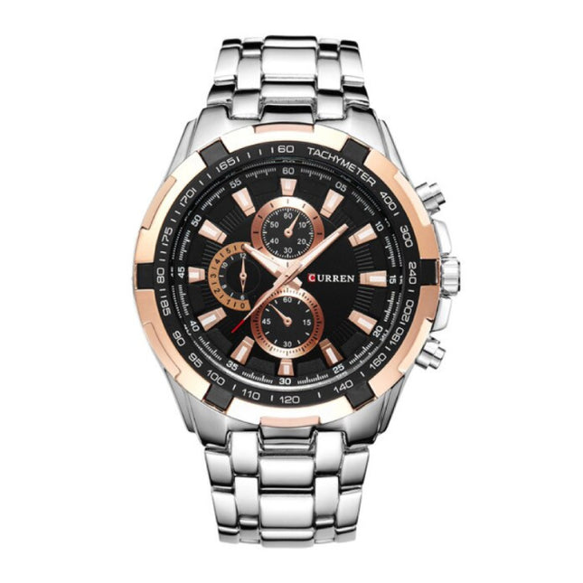 Staal Horloge voor Heren - Leren Bandje Anoloog Luxe Uurwerk voor Mannen Kwarts