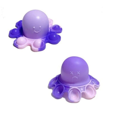 Pop It Octopus - Dubbel Gezicht - Fidget Anti Stress Speelgoed Bubble Toy Siliconen Paars-Wit-Blauw