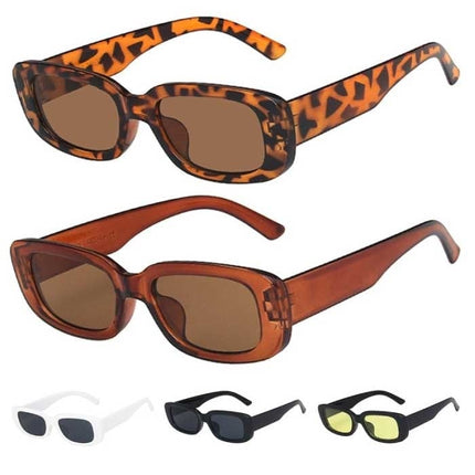Trendy Vierkante Zonnebril voor Dames - Retro Reisbril Fashion Shades Anti-UV Bril Zwart-Geel