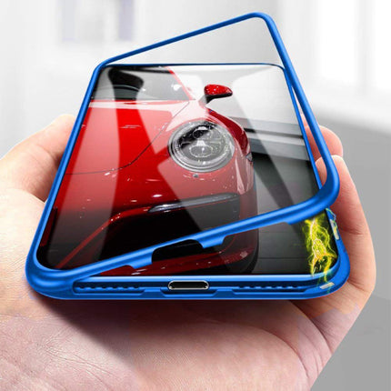 iPhone 12 Mini Magnetisch 360° Hoesje met Tempered Glass - Full Body Cover Hoesje + Screenprotector Blauw