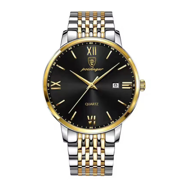 Luxe Sport Kwarts Horloge - 3 Bar Waterdicht Lichtgevend Herenhorloge Roestvrij Staal - Goud Zwart