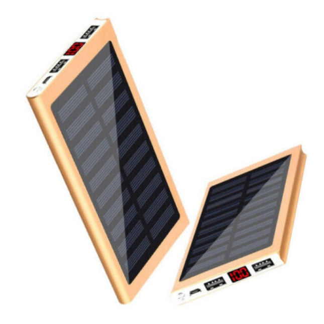 Externe 30.000mAh Solar Charger Powerbank Zonnepaneel Noodaccu Batterij Oplader Zon Goud