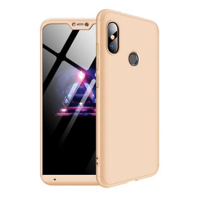 Xiaomi Redmi Note 6 Pro Full Cover - 360° Body Hoesje Case + Screenprotector Tempered Glass Goud