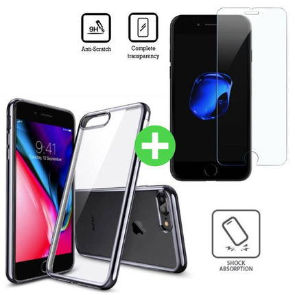 iPhone SE (2020) Transparant TPU Hoesje + Screen Protector Tempered Glass
