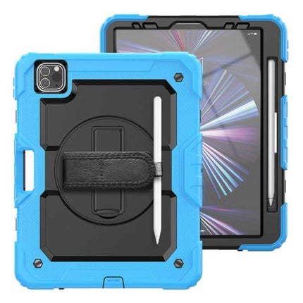 Armor Hoesje voor iPad Air 2 Pro (9.7") met Kickstand / Polsband / Pennenhouder - Heavy Duty Cover Case Blauw