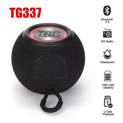TG337 Draadloze Luidspreker - 1200mAh Batterij - Bluetooth 5.3 Subwoofer HiFi TF Radio - Zwart