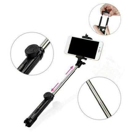 Selfie Stick Tripod met Bluetooth - Draadloos Smartphone Vlog Statief en Driepoot Selfiestick Blauw