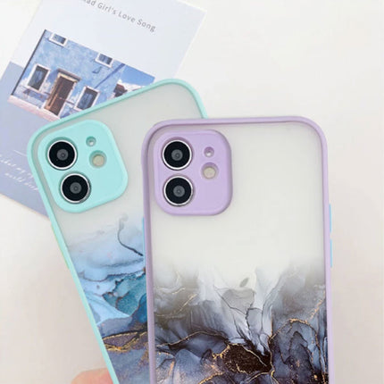 iPhone 13 Pro Max Bumper Hoesje met Print - Case Cover Silicone TPU Anti-Shock Aqua Blauw