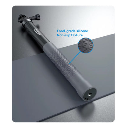 Koolstofvezel Selfie Stick 1,2 Meter - Intrekbare Vlog Statief Monopod Selfiestick - Zwart