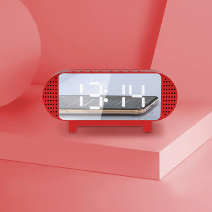Digitale LED Klok met Luidspreker - Wekker Spiegel Alarm Telefoonhouder Snooze Helderheid Aanpassing Rood