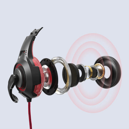 D5 Gaming Headset 3.5mm AUX Aansluiting - Comfortabele Koptelefoon met Microfoon Rood