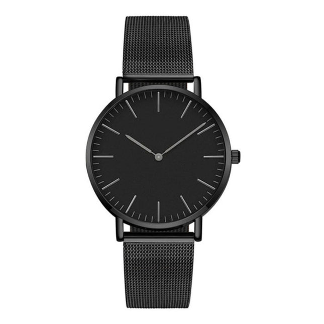Minimalistisch Horloge voor Dames - Modieus Kwarts Uurwerk Mesh Bandje Zwart